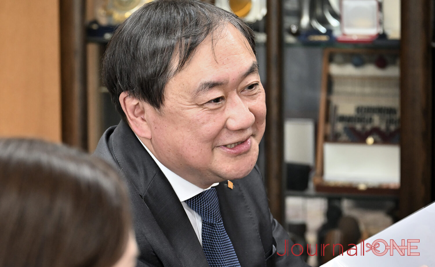 柔道発祥の地・講道館の第5代館長 上村春樹氏にインタビューする厚地純夫編集長-Journal-ONE撮影