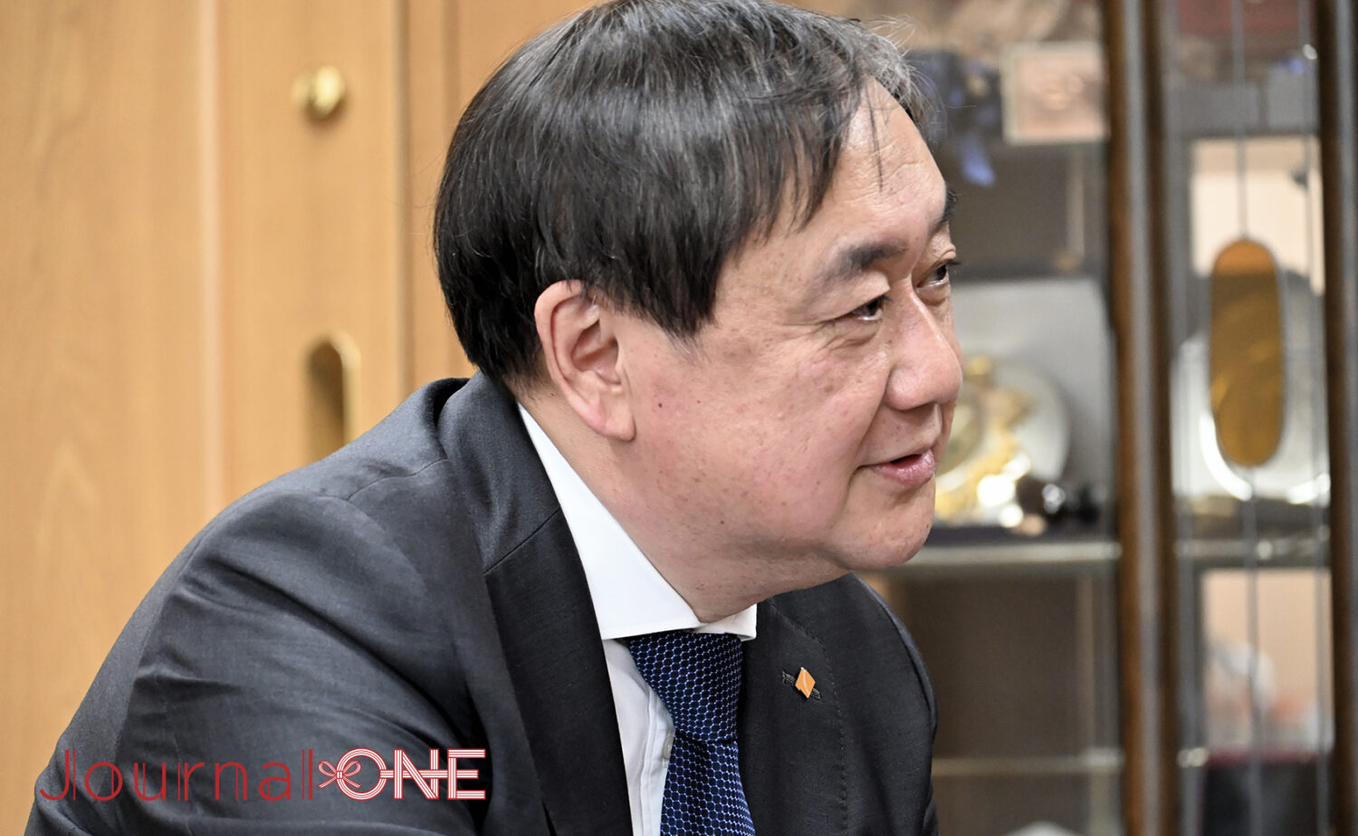 柔道発祥の地・講道館の第5代館長 上村春樹氏にインタビューする厚地純夫編集長-Journal-ONE撮影