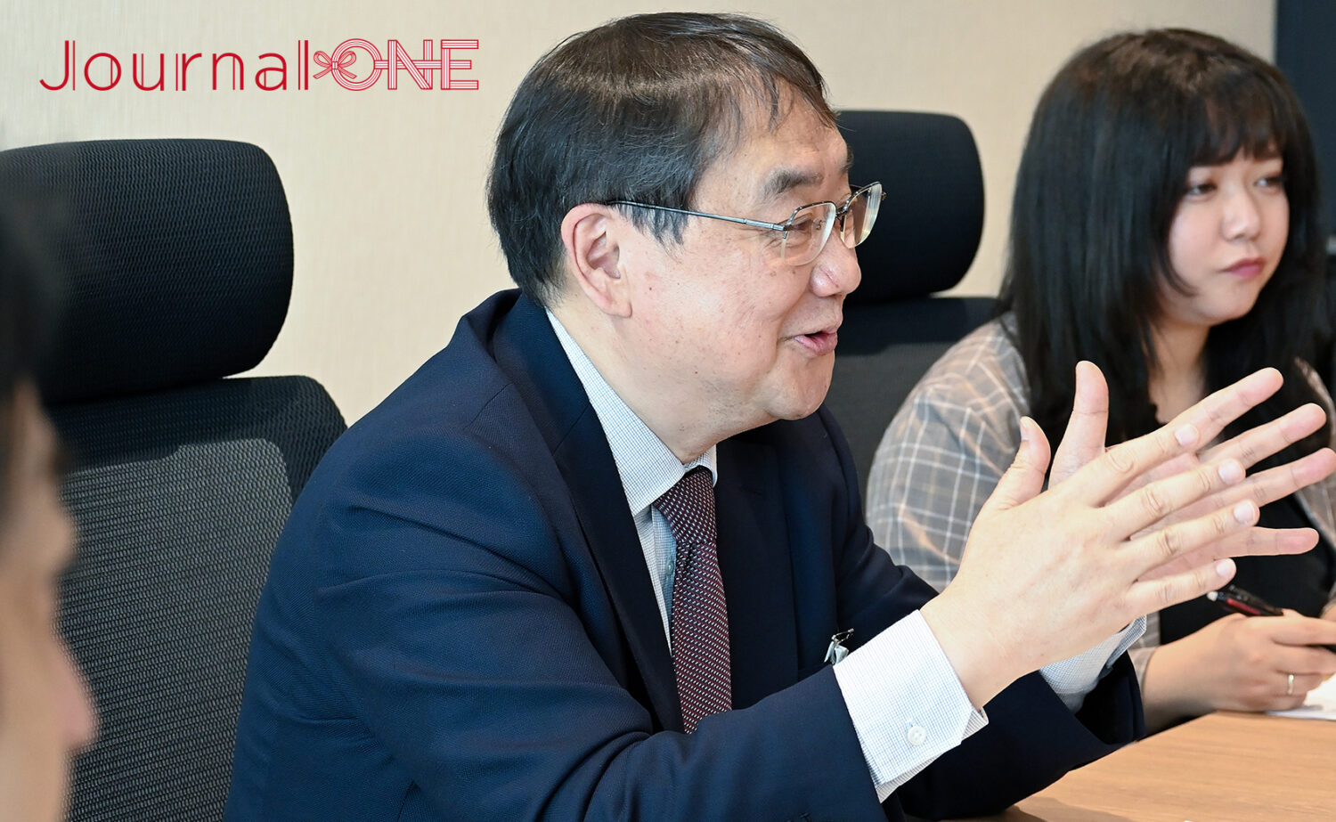 ラグビーW杯直前！日本ラグビーフットボール協会・土田雅人会長にインタビューする厚地純夫編集長-Journal-ONE撮影