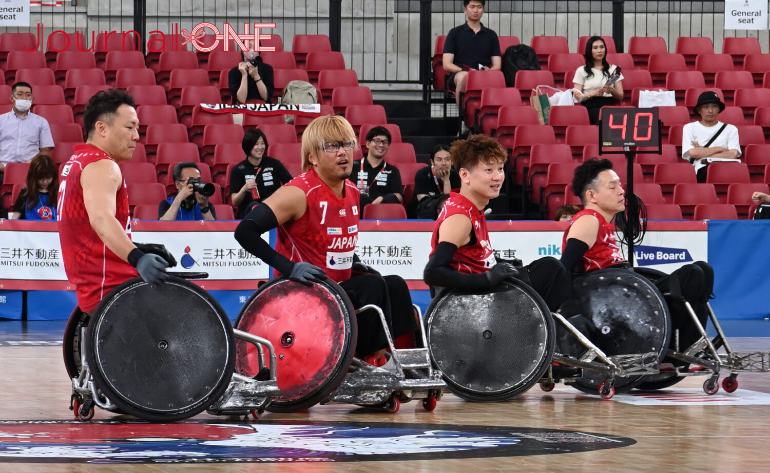 車いすラグビー アジアオセアニアカップ2023 日本vsオーストラリア戦 日本代表メインラインの池透暢選手、池崎大輔選手、今井友明選手、若山英史選手-Journal-ONE撮影