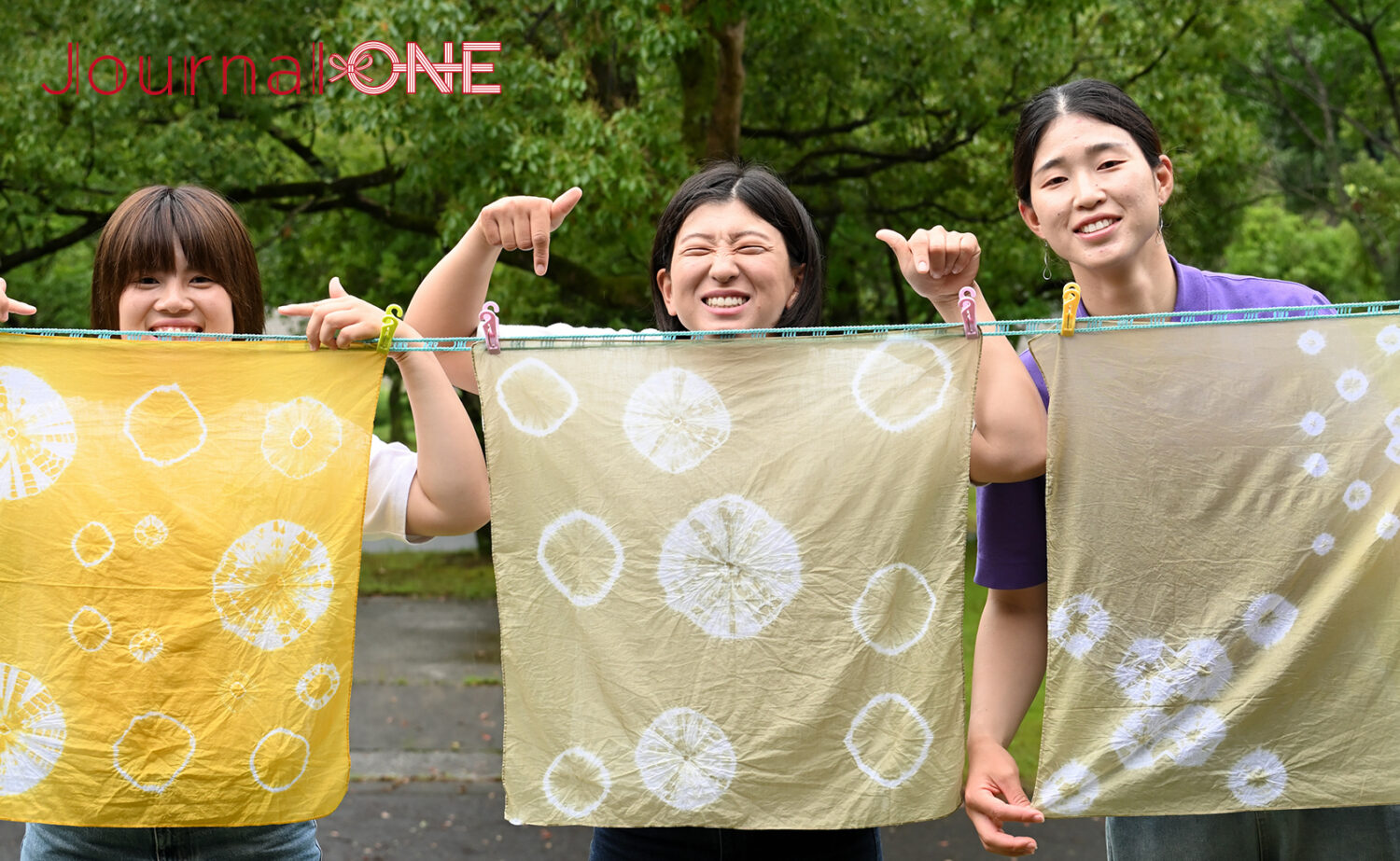 【四国を元気に!】女子ソフト・伊予銀行VERTZの黒木美紀投手、齋藤明日香選手、瀧川愛海選手が、四万十市・かわらっこで草木染め体験に挑戦‐Journal-ONE撮影