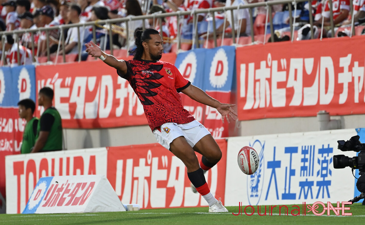リポビタンD2023| JAPAN vs トンガ | 試合前のアップを行うトンガ代表の選手-Journal-ONE撮影