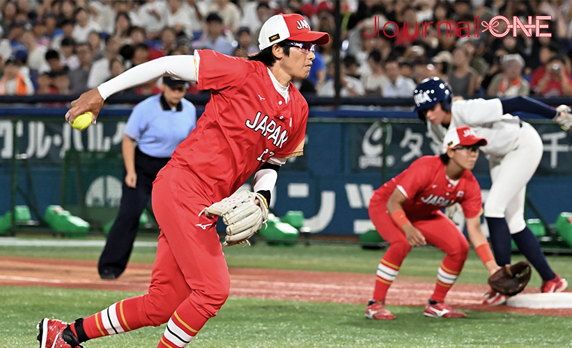 日米対抗ソフトボール2023 横浜スタジアムで行われた第3戦で安定した投球で火消しをした日本代表の上野由岐子投手(ビックカメラ高崎ビークイーン) -Journal-ONE撮影