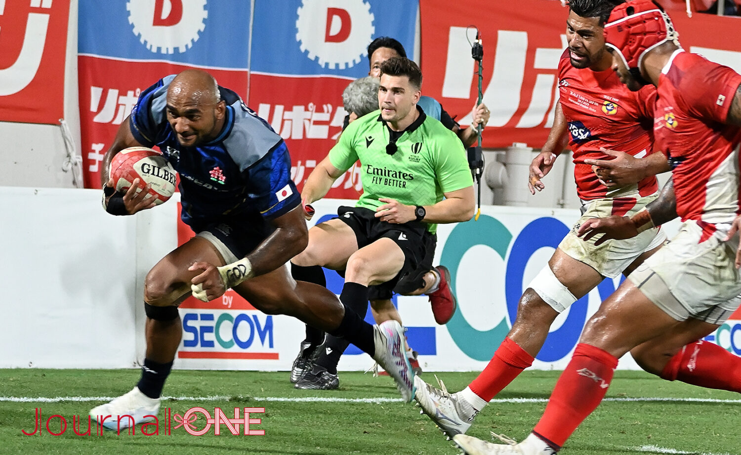 ラグビー日本代表 W杯メンバーに選出されたSemisi MASIREWA（セミシ・マシレワ）選手のトライ-Journal-ONE撮影