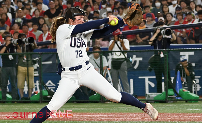 日米対抗ソフトボール2023 横浜スタジアムで行われた第3戦で先発したアメリカ代表の二刀流#72 Valerie CAGLE(ヴァレリー・ケイグル)選手 -Journal-ONE撮影