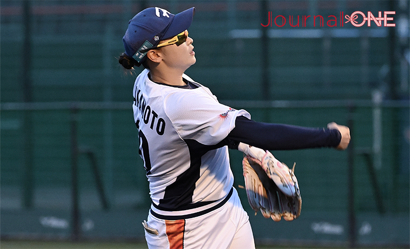 女子ソフトボール JDリーグ後半戦開幕| 大垣ミナモ戦に先発した日立サンディーバの主将・坂本実桜投手-Journal-ONE撮影