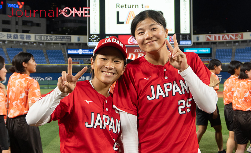 女子ソフト JDリーグ|日本代表の主力として様々な大会で活躍した石川恭子選手(トヨタレッドテリアーズ)と我妻悠香捕手(ビックカメラ高崎ビークイーン)-Journal-ONE撮影