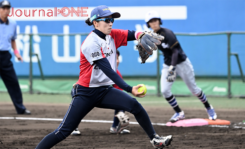 ソフトボールJDリーグ| 第12節松山ラウンドでシオノギレインボーストークス兵庫の吉井朝香投手はSGHギャラクシースターズ戦で完封勝利-Journal-ONE撮影