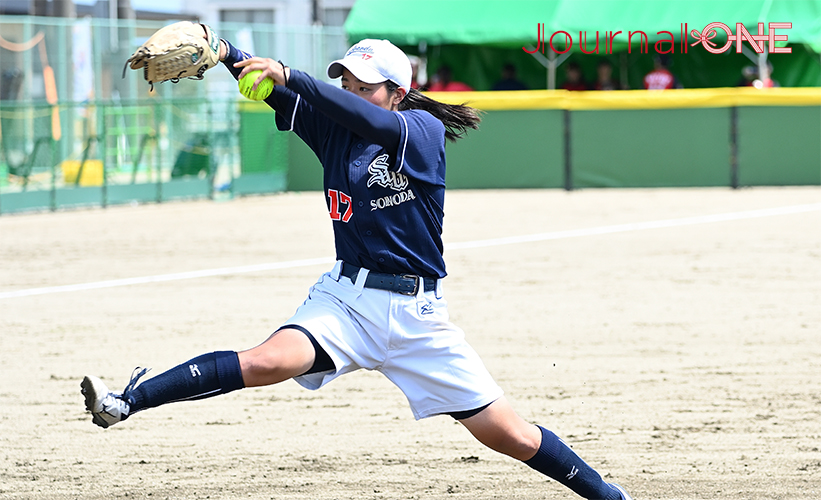ソフトボール 全日本総合選手権| JDリーグの日立サンディーバに挑むインカレ準優勝の強豪・園田学園大学・飯島 綾香投手（藤村女子高）（佐賀県太良町にて）-Journal-ONE撮影