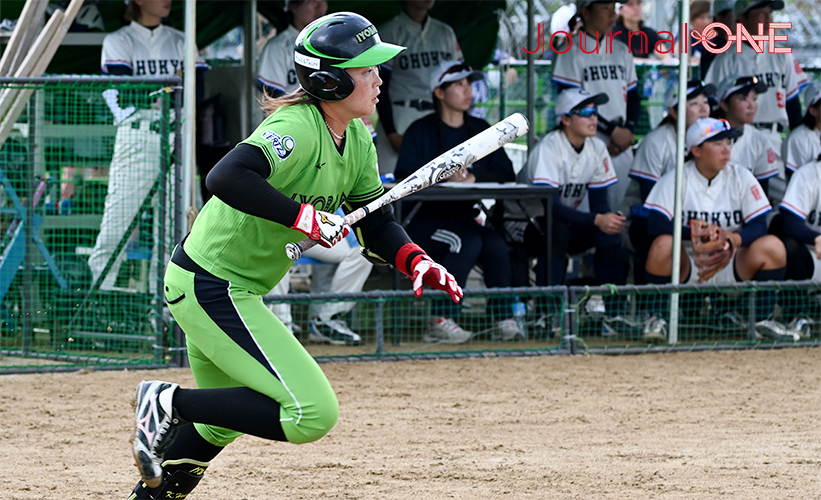 ソフトボール 全日本総合選手権|JDリーグ 伊予銀行ヴェールズの本間紀帆選手はインカレ日本一・中京大学戦でヒットを放つ(佐賀県白石町にて)-Journal-ONE撮影