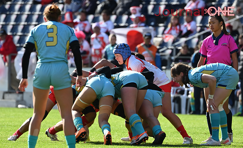 男女７人制ラグビーアジア予選| 予選 日本代表vsカザフスタン戦での3人スクラム-Journal-ONE撮影