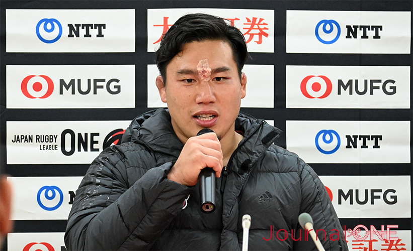 ラグビー リーグワン開幕戦| クボタスピアーズ船橋・東京ベイvs東京サントリーサンゴリアス サンゴリアスの堀越康介キャプテンは試合を振り返ってコメント-Journal-ONE撮影