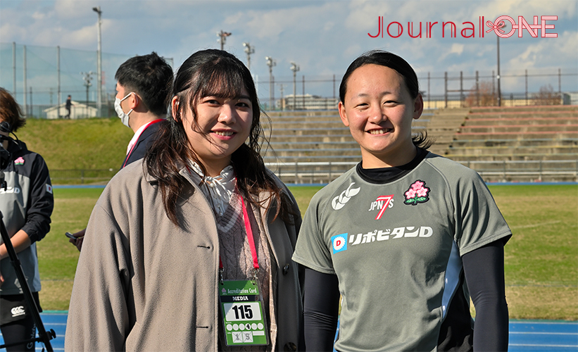 男女７人制ラグビーアジア予選| サクラセブンズの公開練習後にインタビューで平野優芽キャプテン（ながとブルーエンジェルス）-ONE撮影