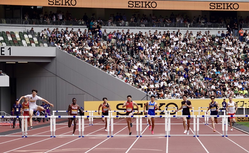Journal-ONE | セイコーゴールデングランプリ男子400mハードルでは、豊田兼(8レーン)が48秒36の好タイムをマーク(筒江=木南で標準突破=は5レーン、出口は3レーン)