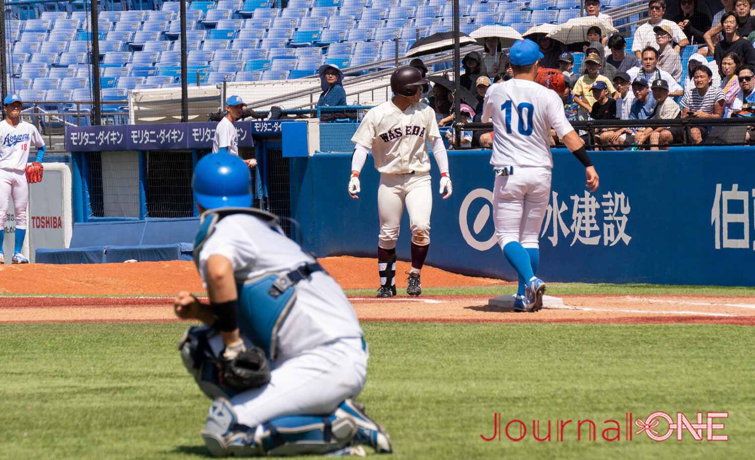 Journal-ONE | 第73回全日本大学野球選手権決勝 早稲田大vs青山学院大 絶妙な送りバントで出塁した梅村大和(早大)