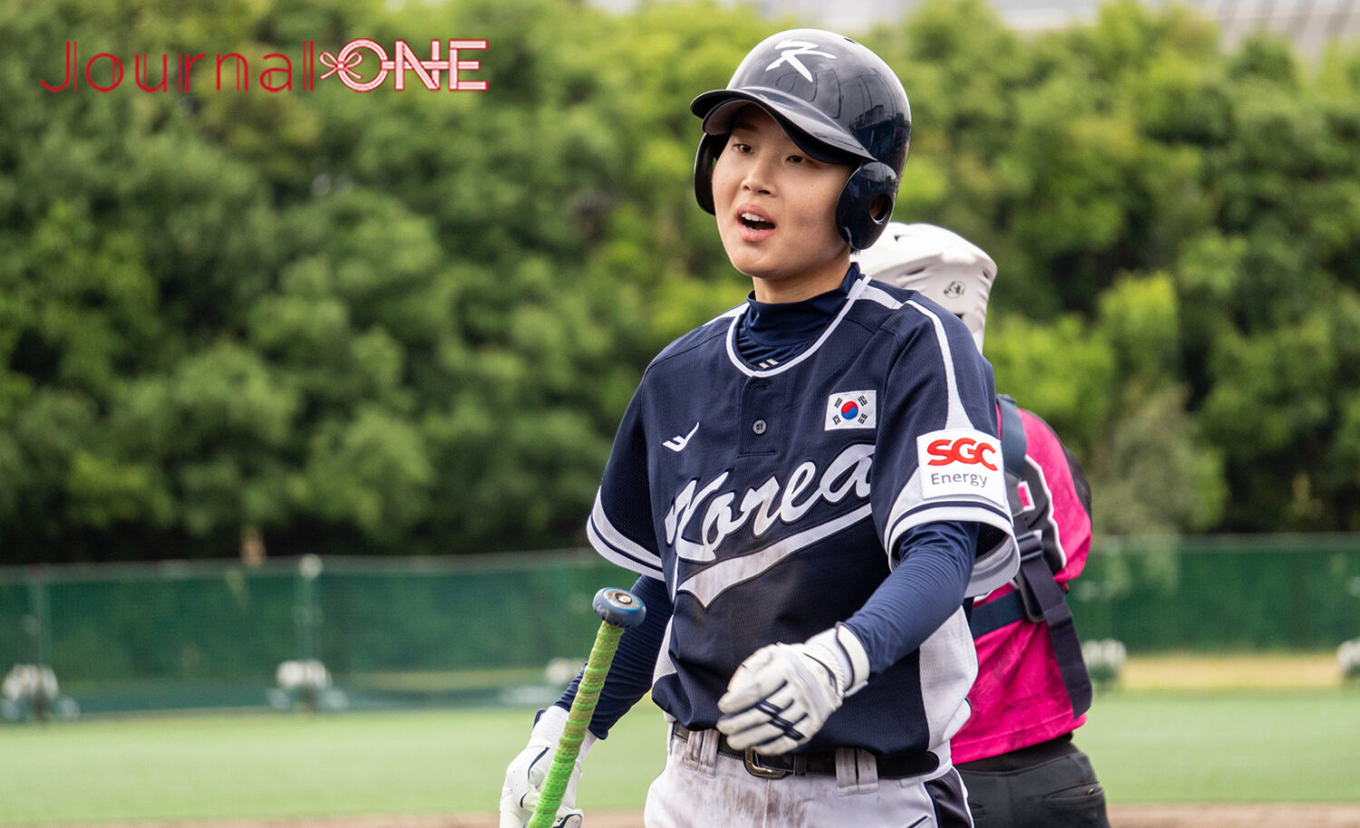 JournalーONE | 遠藤杏樺(伊予銀行)から四球で出塁したジン・ジュイ(JIN JUI)-JournalーONE撮影