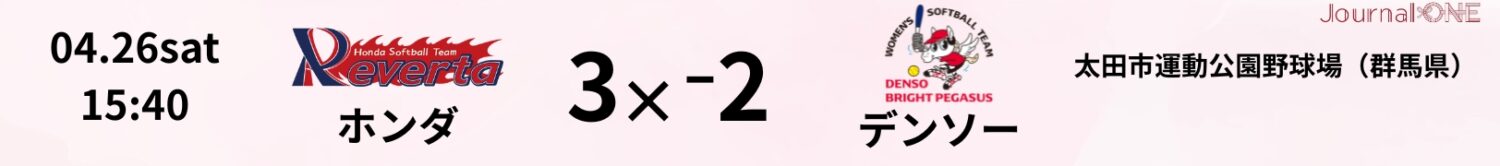 4月26日の試合結果（ホンダ3×-2デンソー）-Journal-ONE提供