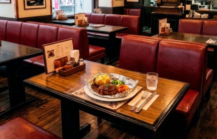 京都の老舗洋食店をイメージしたハンバーグとトマトサラダのランチプレート