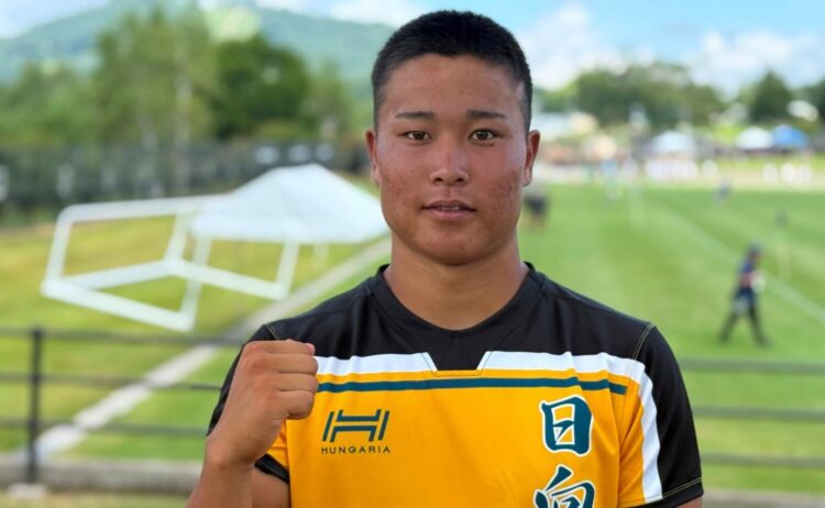 全国高校7人制ラグビー大会 初出場でベスト8に進んだ日向の園田主将‐斉藤健仁撮影