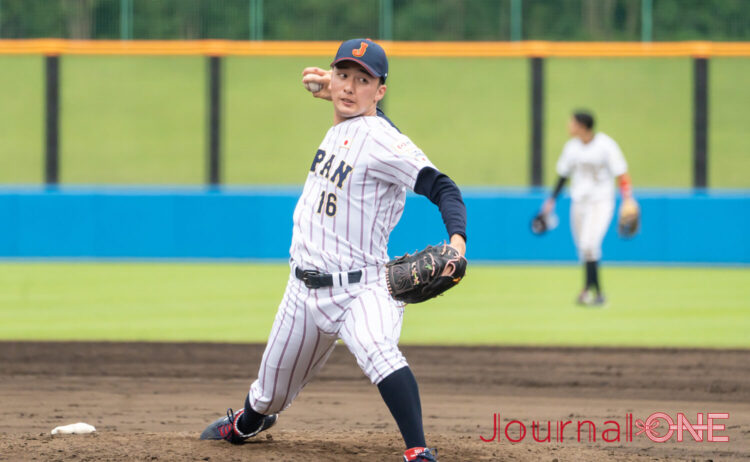 侍ジャパン大学日本代表 MLBドラフト候補と堂々の投げ合いを見せた角田-Journal-ONE撮影