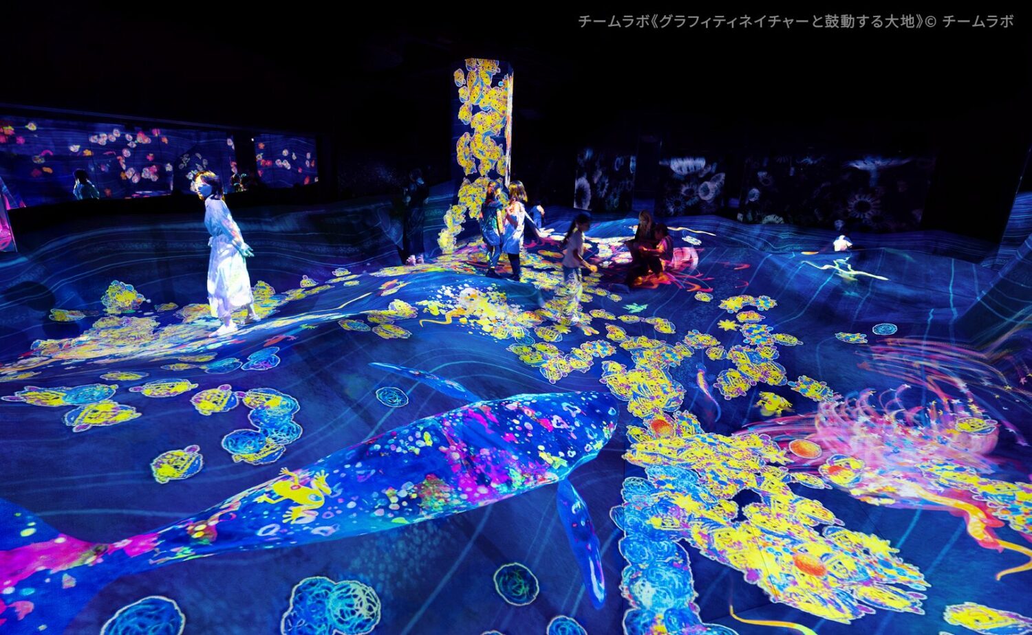 チームラボ《スケッチオーシャン》 来場者が描いた魚たちがデジタルの海を泳ぐ体験型アート作品