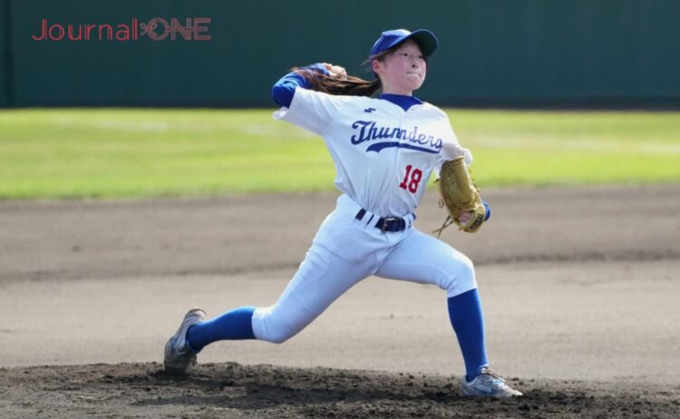先発マウンドは「ワクワクした」と話す楠琉奈選手-Journal-ONE撮影