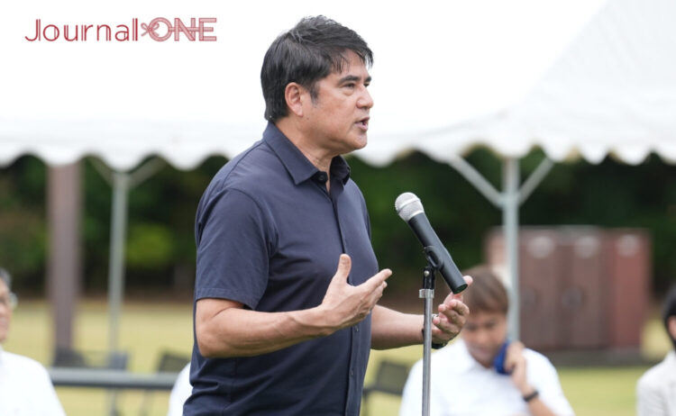 スポーツと防災の共通点について話す永島会長-Journal-ONE撮影