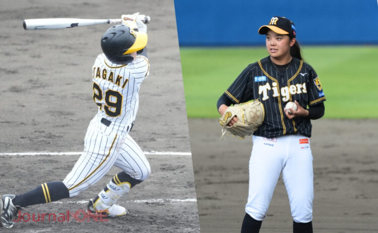 クラブ選手権 準決勝猛打賞の田垣(左)と先発の樫谷-Journal-ONE撮影