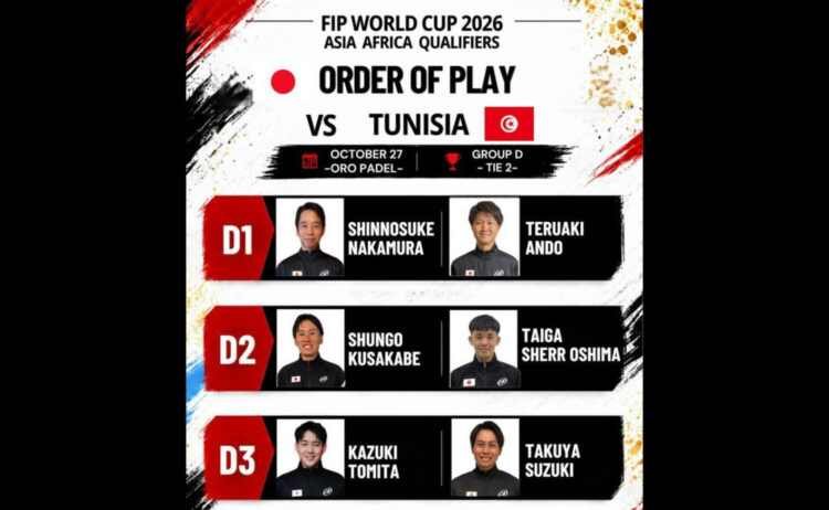 パデル日本代表 10月27日の出場選手-日本パデル協会提供