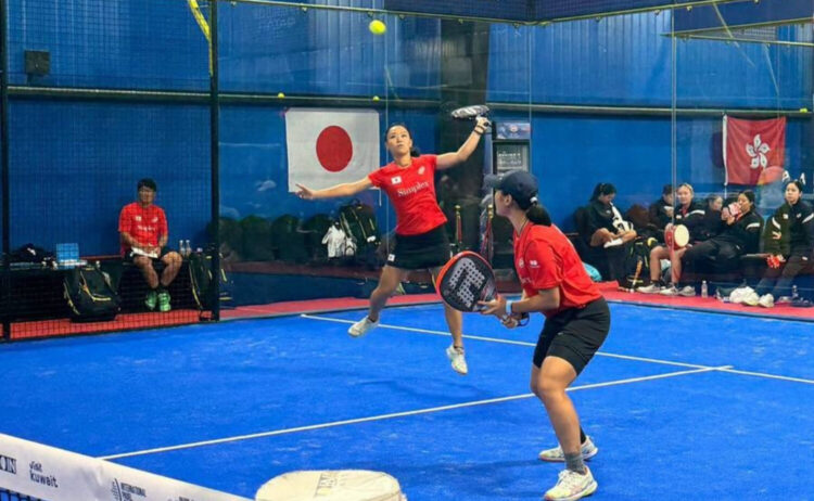 オマーン戦で力強いプレーを見せる徳本-日本パデル協会提供